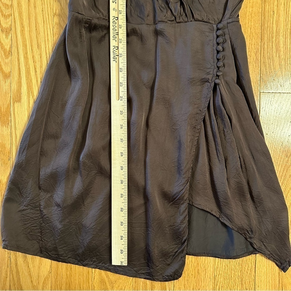Young Fabulous & Broke Jameson Dress L Wrap Mini Slip Mini Chocolate Brown - Picture 10 of 13